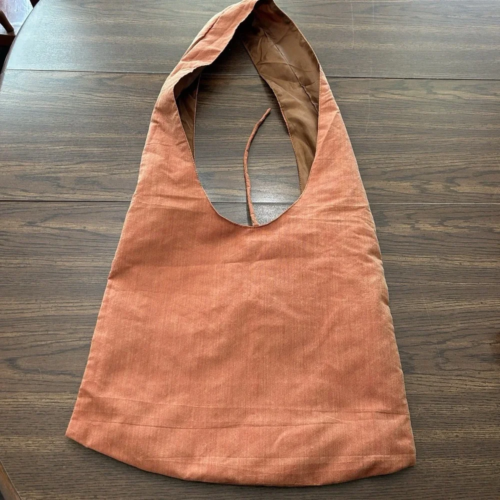 Handmade Beaded Boho Embroidered Hobo Bag‎ Terracotta Tote Floral 70's Vibe
